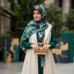 شال و روسری طرح رزین نخی کاستوم قواره بزرگ 140 سانتی شیک و مجلسی — تصویر ۳