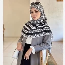 شال و روسری طرح سایه سفید مشکی اسپرت قواره بزرگ 140 سانتیمتر نخ کاستوم سیتو — تصویر ۵