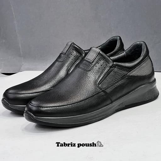 کفش چرم طبیعی تبریز مردانه بغل کش طبی رویه و آستر چرم طبیعی تضمین تبریز پوش — تصویر ۲