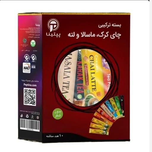 چای ترکیبی کرک ماسالا و لته 10 ساشه ای پپتینا بدون شکر حاوی استویا — تصویر ۲