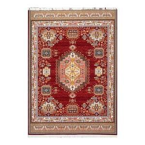 فرش ماشینی 700 شانه زمینه لاکی حاشیه لاکی مدل شاهکار نوین کد YN-N120-2550