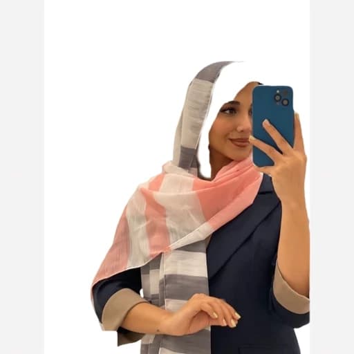 شال و روسری زنانه شیک و زیبا، شال نخ لنین طرحدار قواره 200/75 مدل arad7540 — تصویر ۴
