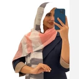 شال و روسری زنانه شیک و زیبا، شال نخ لنین طرحدار قواره 200/75 مدل arad7540 — تصویر ۳