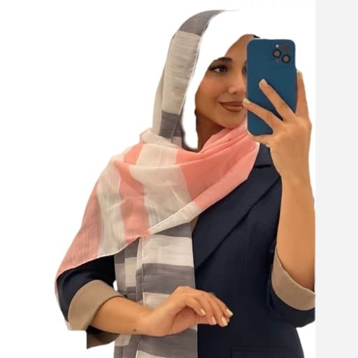 شال و روسری زنانه شیک و زیبا، شال نخ لنین طرحدار قواره 200/75 مدل arad7540