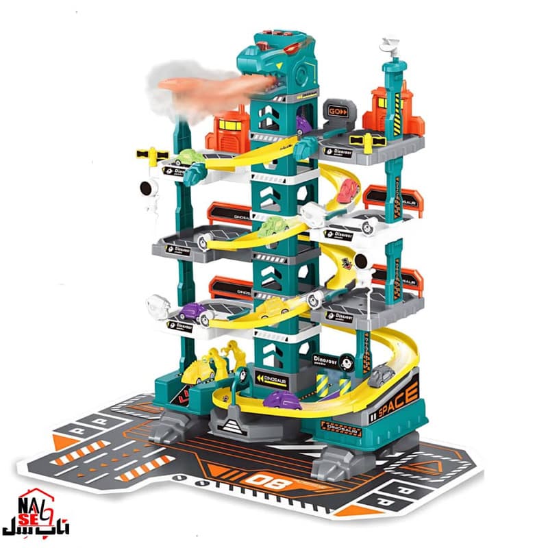 اسباب بازی ناب سل مدل پارکینگ طبقاتی دایناسور دودزا کد 92PCS RACE TRACK CARGARAGE PARKING — تصویر ۴