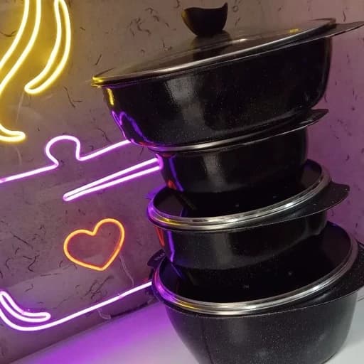 سرویس قابلمه دسته پروانه ای 8 پارچه چدن گرانیت