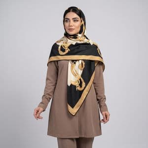 روسری زنانه مدل ابریشم دور دست دوز کد 6057