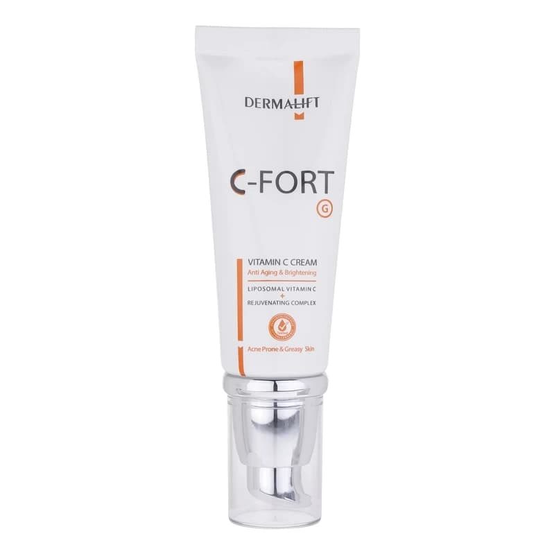 کرم صورت درمالیفت مدل C-Fort حاوی ویتامین C مخصوص پوست چرب و جوشدار