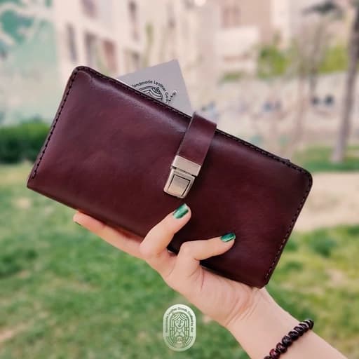 کیف پول چرم طبیعی اسپرت زنانه مردانه دست دوز آلا مدل آذر