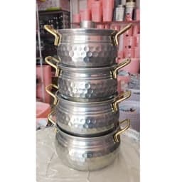 سرویس قابلمه روحی چکشی 4تایی دسته طلایی مدل خمره ای — تصویر ۳