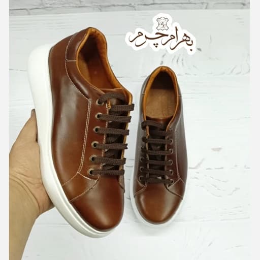 کفش مردانه ونس شیک چرم طبیعی دست دوز مدل تونی قهوه ای