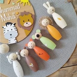 اسباب بازی چوبی بولینگ حیوانات ارتفاع هر میل 16 سانت — تصویر ۵