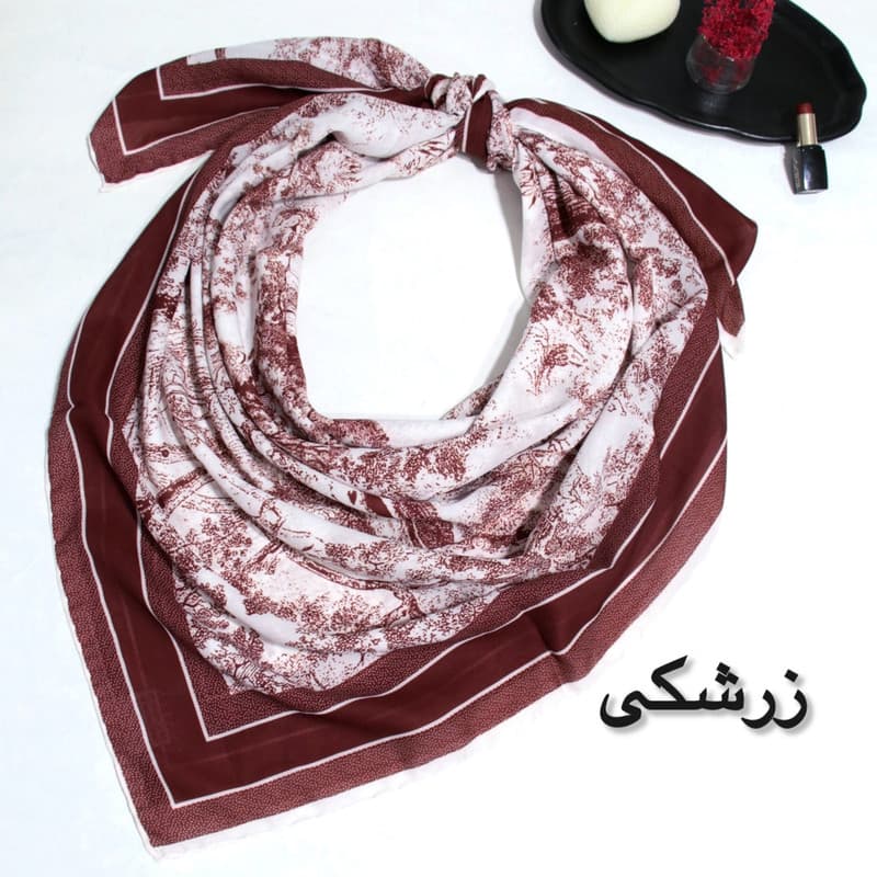 روسری زنانه مدل نخی مزونی دور دست دوز کد ana-8002 — تصویر ۳