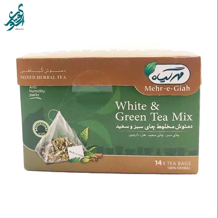 دمنوش گیاهی چای سبز و سفید مهرگیاه بسته 14 عددی — تصویر ۶