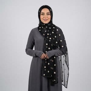 شال زنانه مدل توری گلدوزی طرح بابونه