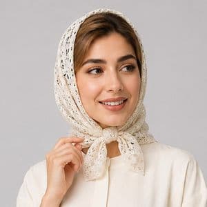 مینی اسکارف گیپور زنانه مدل Paris با طول و عرض 75*75*100 سانتی‌متر