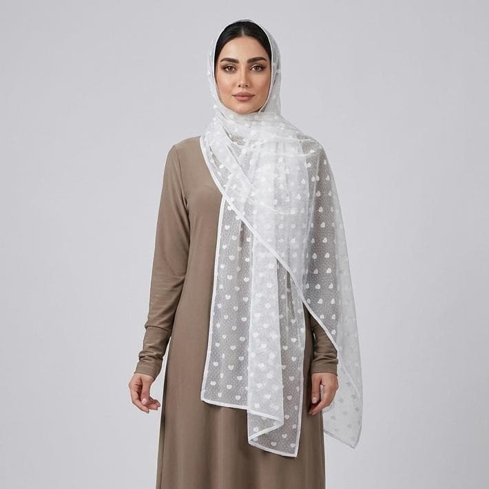 شال زنانه مدل توری قلب قلبی — تصویر ۸