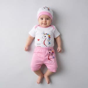 ست 3 تکه لباس نوزادی سرینیکو مدل Unicorn کد B03