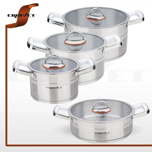سرویس قابلمه 8 پارچه استیل نقره ای براق کروپ ست کد5100