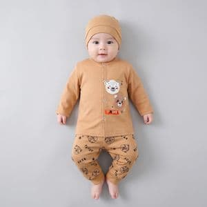 ست 3 تکه لباس راحتی نوزادی مدل دو کله خرس