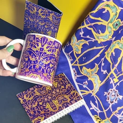شال سنتی، روسری سنتی، پک هدیه، کادو، ماگ ، ماگ خاص، ماگ ایرانی، صنایع دستی — تصویر ۲