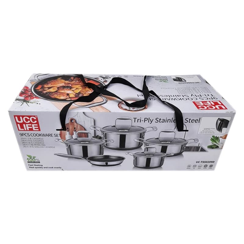 سرویس قابلمه و تابه استیل 9 پارچه یو سی سی لایف مدل UC-TSS0209D — تصویر ۳