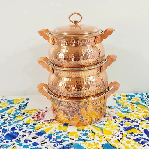 سرویس قابلمه سه تیکه تمام مسی زنجان رنگ ثابت ارسال رایگان