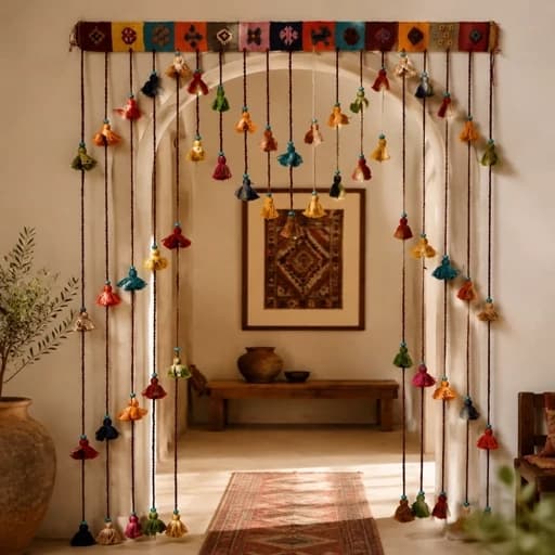 پرده سنتی عشایری با کتیبه گلیم دستباف
