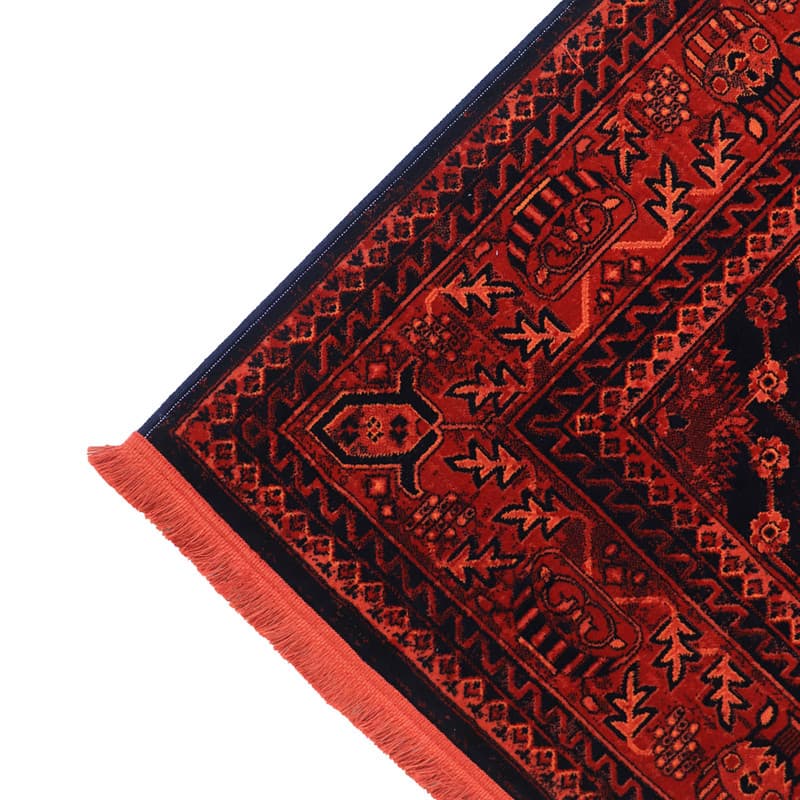 فرش ماشینی کرامتیان طرح بلوچی 4123A زمینه لاکی — تصویر ۹