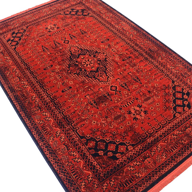 فرش ماشینی کرامتیان طرح بلوچی 4123A زمینه لاکی — تصویر ۷