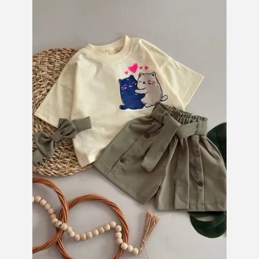 لباس بچگانه لباس کودک کراپ و شلوارک بچگانه لباس دخترانه