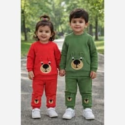 لباس بچگانه ست بلوز شلوار دخترانه پسرانه پنبه خرس گوش برجسته لباس کودک — تصویر ۳
