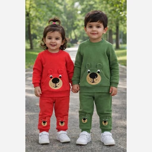 لباس بچگانه ست بلوز شلوار دخترانه پسرانه پنبه خرس گوش برجسته لباس کودک
