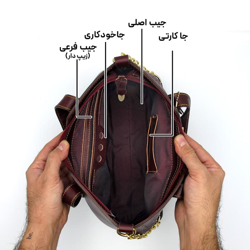 کیف دوشی زنانه مدل چرم طبیعی کد 122 — تصویر ۵