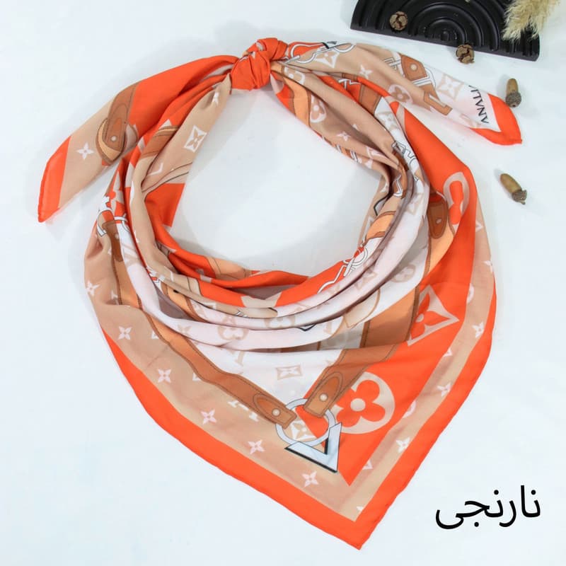 روسری زنانه مدل نخ پاییزه دست دوز قواره 140 کد a-2851 — تصویر ۳