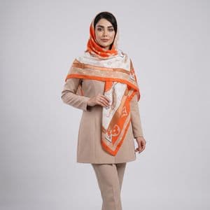 روسری زنانه مدل نخ پاییزه دست دوز قواره 140 کد a-2851 — تصویر ۶
