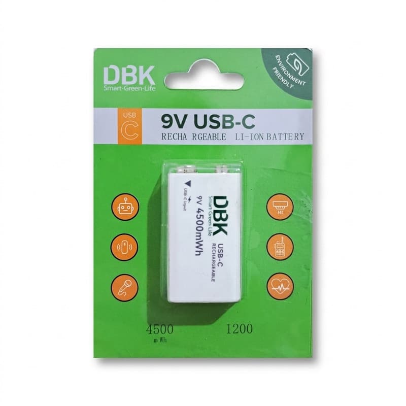 باتری کتابی قابل شارژ دی بی کی مدل USB-TYPE C LI-ION 9V — تصویر ۶