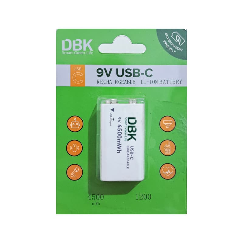 باتری کتابی قابل شارژ دی بی کی مدل USB-TYPE C LI-ION 9V — تصویر ۴