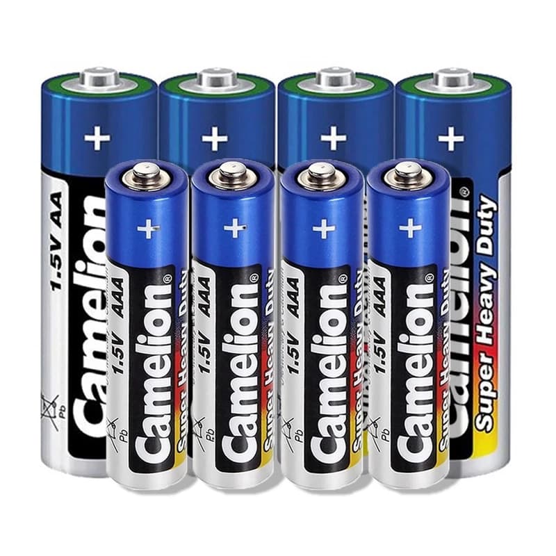 باتری قلمی و نیم قلمی کملیون مدل super heavy R6P-R03P مجموعه 8 عددی — تصویر ۵