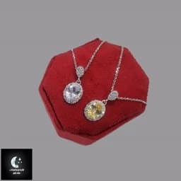 گردنبند نقره زنانه تک نگین سفید عیار 925استاندارد با آبکاری طلا سفید بدون ریزش نگین — تصویر ۳