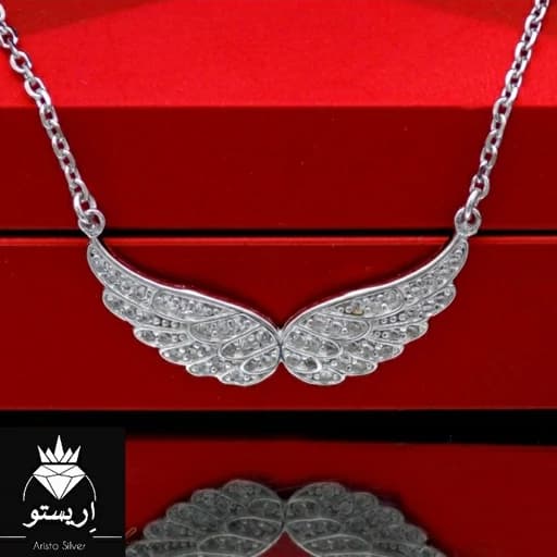 گردنبند نقره بال فرشته فوق العاده خاص عیار 925 و آبکاری طلاسفید