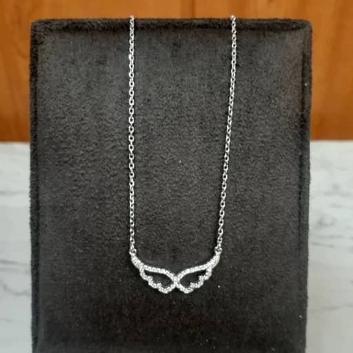 گردنبند نقره زنانه ،طرح بال فرشته عیار 925و آبکاری طلا سفید — تصویر ۸