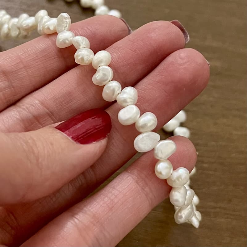 گردنبند نقره زنانه مدل مروارید باروک — تصویر ۳