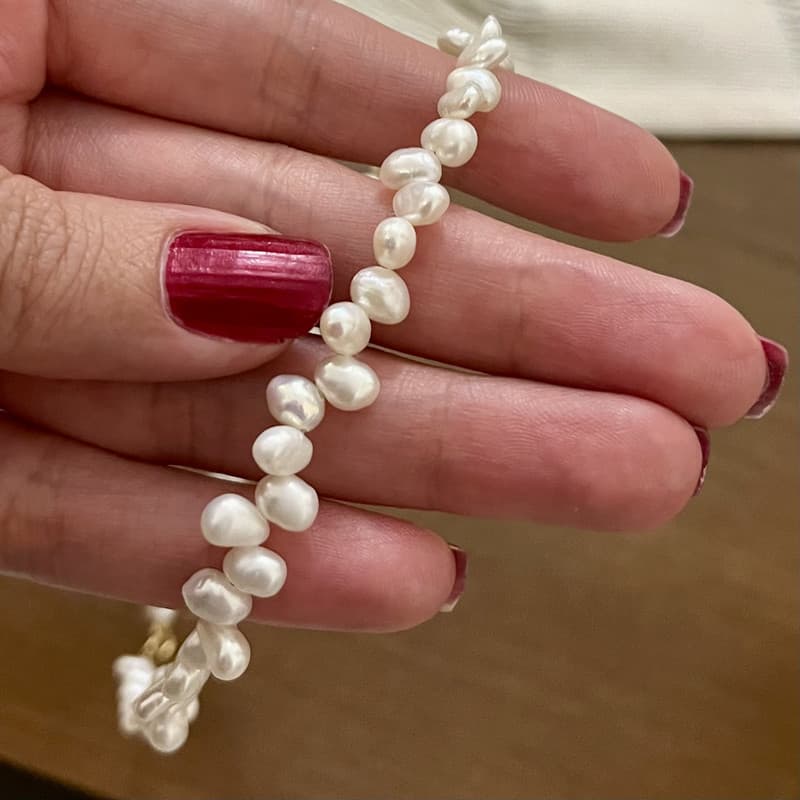 گردنبند نقره زنانه مدل مروارید باروک — تصویر ۴