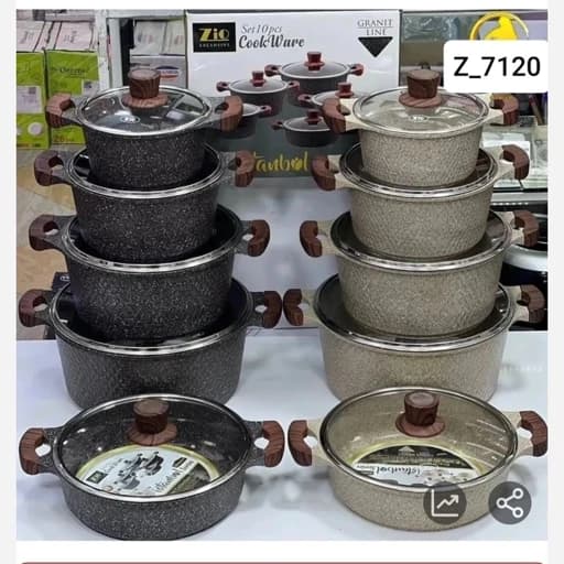 سرویس قابلمه زیو مدل Z-7120 10 پارچه گرانیتی طرح استانبول