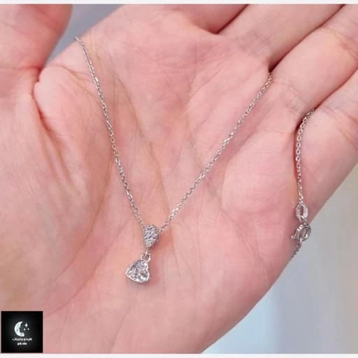 گردنبند نقره زنانه قلب مینیمال عیار 925و آبکاری طلا سفید