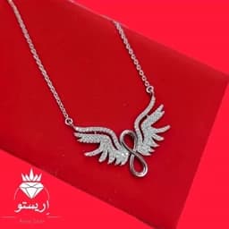 گردنبند نقره عشق بینهایت با عیار 925 و آبکاری طلاسفید همراه با فاکتور — تصویر ۳