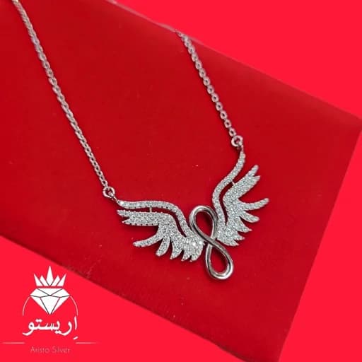 گردنبند نقره عشق بینهایت با عیار 925 و آبکاری طلاسفید همراه با فاکتور