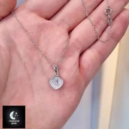 گردنبند نقره زنانه صدف با عیار استاندارد 925 و آبکاری طلا سفید — تصویر ۳