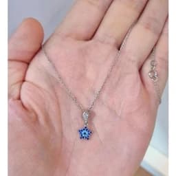 گردنبند نقره زنانه طرح ستاره چشم نظر سایز کوچک ،عیار 925و آبکاری طلا سفید — تصویر ۳